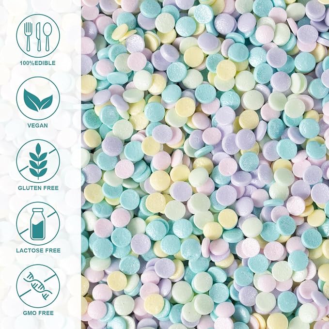 Pastel Sprinkles Bulk Edible Macaron Color Confetti Sprinkles 16 Ounces Edible Birthday Confetti Toppings for Baby Shower Cupcakes, Cake, Cookies Decorations