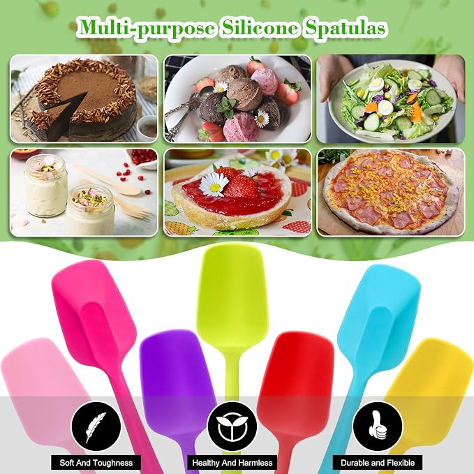 Patelai Silicone Spatulas, 7 Pieces 8.2 Inch Small Rubber Spoon Non Stick Kitchen Christmas Spatulas Heat Resistant Flexible Scrapers Baking Tool for Cooking, Mixing, Baking Tools