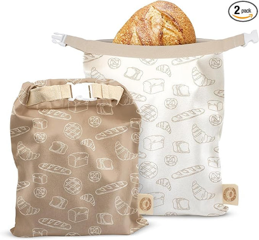 Cozy Bread® Reusable Bread Bag Set for Home Bakers | USA Brand | Charming Designs (Bread)