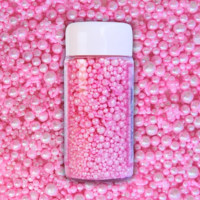Confect Baby Pink Sprinkles – Premium Pink Pearl Cake & Cupcake Sprinkles (4.2 Oz) – Bake Stable, Soft Chew, No Synthetic Dyes – Edible Decorating Sprinkles for Cookies, Baking & Cake Decorations