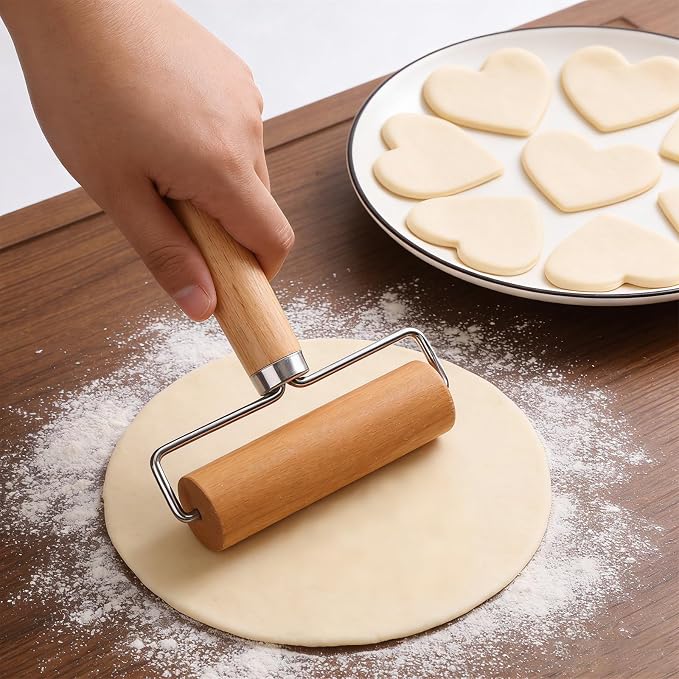 2pcs Small Baking Wooden Rolling Pins, Non-Stick T-Shaped Pastry Dough Roller Pin, Practical Baking Tool for Tortilla Cookie Dumpling Wrappers Pizzas & Pies Making (Long & Short Version)
