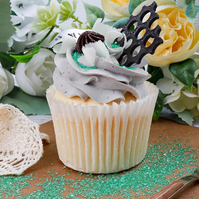 Green Sanding Sugar - Sparkling Sugar Crystals for Baking Decorations (130g/4.6oz) - Edible on Cookies, Cupcakes, Cakes, Ice Cream | Wedding, Party, Valentines Sugar Sprinkles