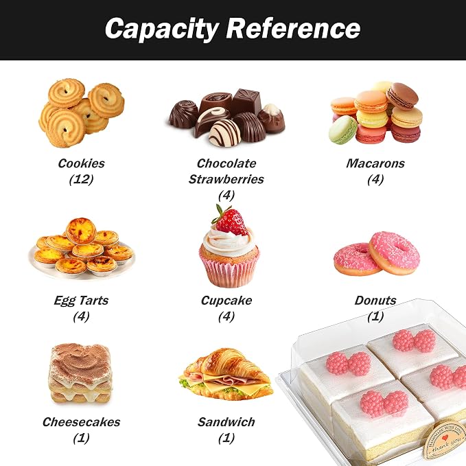 50Pcs Small Charcuterie Boxes with Clear Lids 5x5 Inch | Disposable Dessert Containers with Lids,White,Oil-Proof,Leak-proof,with Strings,100 Stickers&Forks,for Cookie Sandwich Party