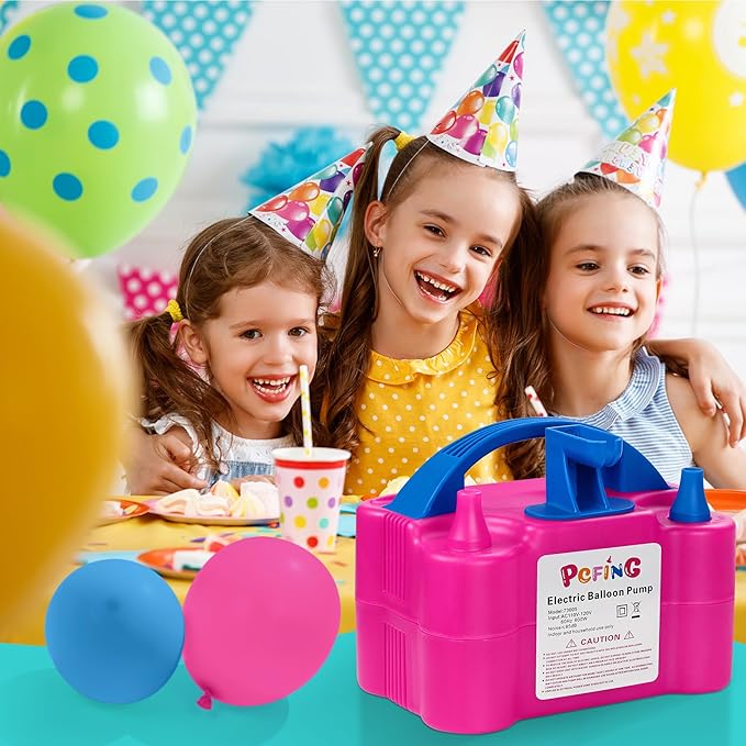 PCFING Balloon Pump Electric, Portable Balloons Inflator Blower Machine with Balloon Tie Tool & Dual Nozzle