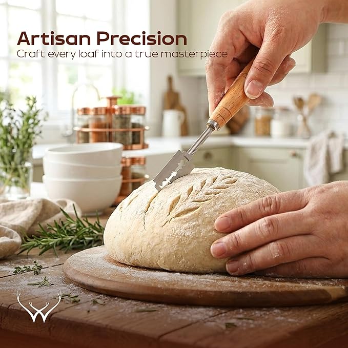WOODLANDS USA Premium Bread Lame Sourdough Scoring Tool Bread Scorer Razor for Scoring Artisan Bread Baking with 5 Blades