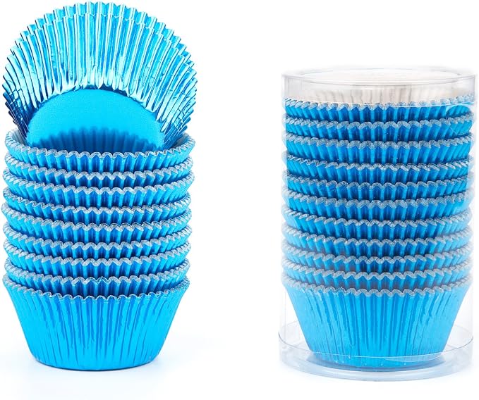 Gifbera Blue Foil Cupcake Liners Standard Muffin Wrappers for Baking, 200-Count
