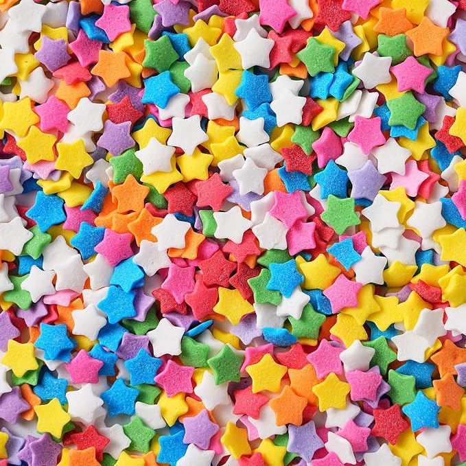 Star Sprinkles, Edible Confetti Sprinkles, 4.23oz Rainbow Sprinkle for Cake Decorating, Cupcakes, Baking, Donuts, Ice Cream Topper, and Cakecircle(120g)