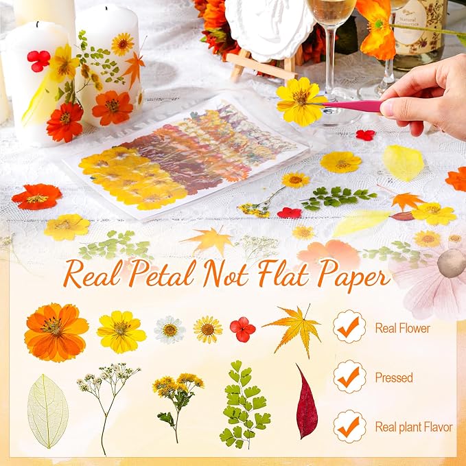 96 Pcs Natural Dried Pressed Flowers for Cake Topper Decorating Cupcake Toppers Cocktails Resin Jewelry Candle Soap Making DIY Art Crafts