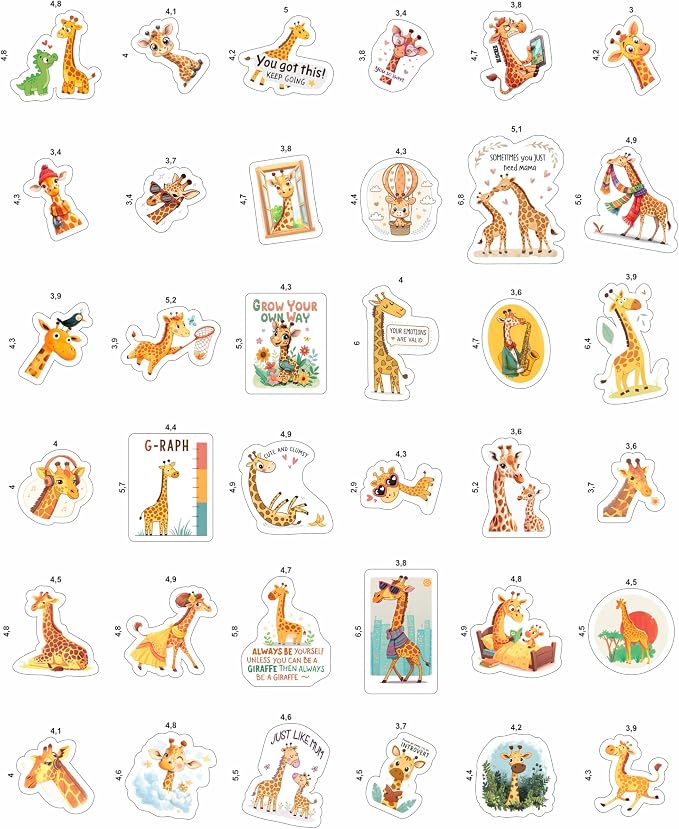 100Pcs Giraffe Stickers, Giraffe Party Decorations, Favors — Cute Animal Decals, Animal Stickers — Gift for Women & Men