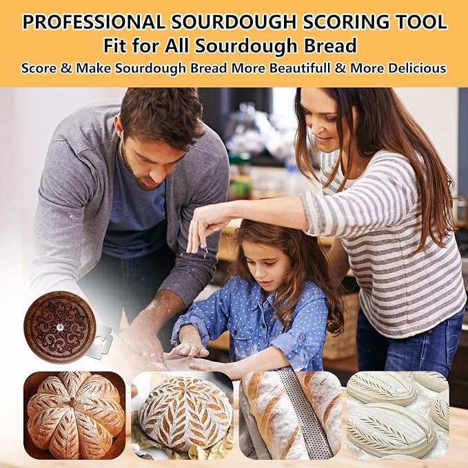 Upgraded UFO Bread Lame Cutter for Homemade Sourdough, Bread Scorer Tool for Sourdough with 5 Blades, & PU Case, Slashing Tool Bread Cutting Knife for Artisan Bread and Baguette Makers