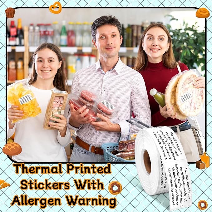Marspark 500 Count Cottage Food Law Labels Stickers Made in A Home Kitchen Inspection Statement Thermal Printed Labels for Home Kitchen(2 x 1 Inch)