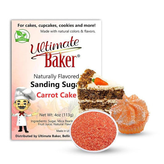 Ultimate Baker Flavored Sanding Sugar (1x4oz) - Burst of Flavor & Color for Cakes, Cookies & More, All-Natural, Perfect for Baking & Decorating or as a Flavored Coffee Sugar (Carrot Cake)