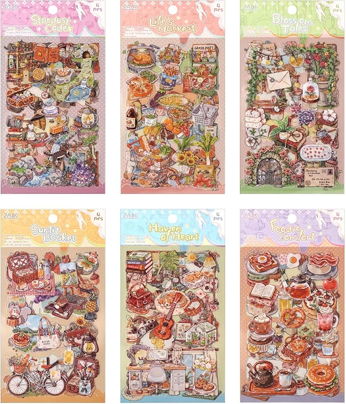 Warm Glimpses Sticker Series Scrapbooking Supplies for Junk Journal, 24 Sheets PET Stickers - Vintage Journaling Stickers
