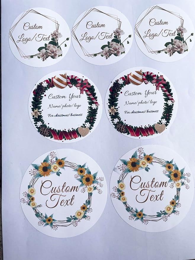 Custom Stickers for Weddings, Birthdays & Businesses - Personalized Labels with Your Logo - Waterproof, Fade and Heat Resistant - Pack of 100-1000 (Wreath P, 3.5 Inch)