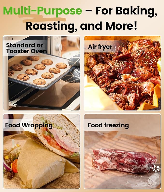 200 PCS Unbleached Parchment Paper Sheets for Baking 12x16 Inches, Non-Stick and Non-Toxic Pre-cut Parchment Sheets for Oven, Cooking, Grilling, Air Fryer and Steaming - Fit for Half Sheet Pans