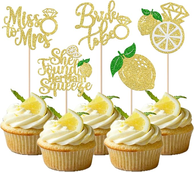 Rsstarxi 30 Pack Birde to Be Cupcake Toppers She Found Her Main Squeeze Cupcake Picks for Miss to Mrs Theme Bridal Shower Wedding Engagement Party Cake Decorations Supplies