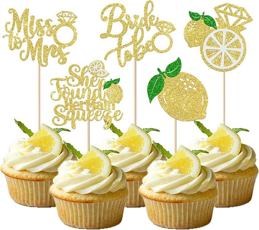 Rsstarxi 30 Pack Birde to Be Cupcake Toppers She Found Her Main Squeeze Cupcake Picks for Miss to Mrs Theme Bridal Shower Wedding Engagement Party Cake Decorations Supplies