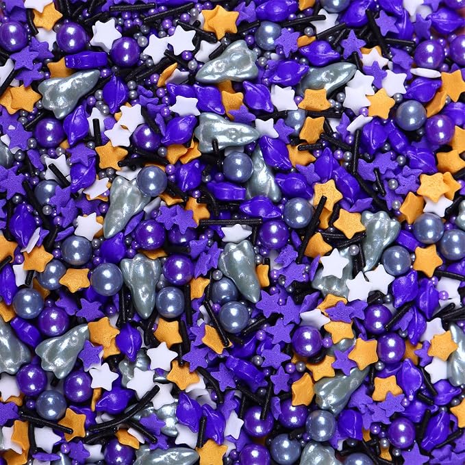 Space Themed Sprinkles with Rocket and Shape Candy for Cupcakes Decorating, Space Stars Edible Cupcakes Toppers, 3oz Stars Sprinkle Mix for Baking Birthday Cupcakes, Cakes, Donuts Decorating