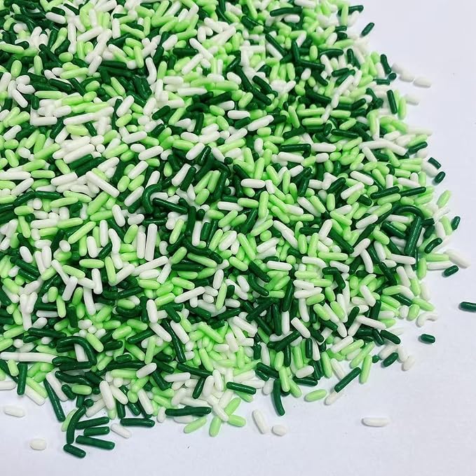 PhilaeEC St Patricks Jimmies Sprinkle Edible Green and White Soft Jimmies Sprinkle for Cake Decoration Cupcake Topper Cookie Baking Decorations St Patricks Spring Supplies 2.75oz/78g