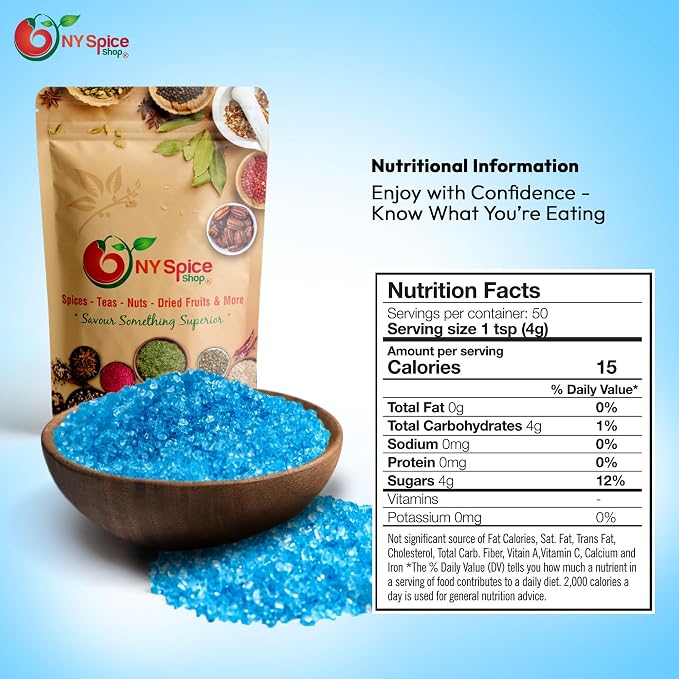 NY Spice Shop Light Blue Sanding Sugar - 8 Ounce Sweet Colorful Edible Sprinkles For Candy Dish - Sugar Sprinkles For Cake Decorating Cookies Basket & Dishes