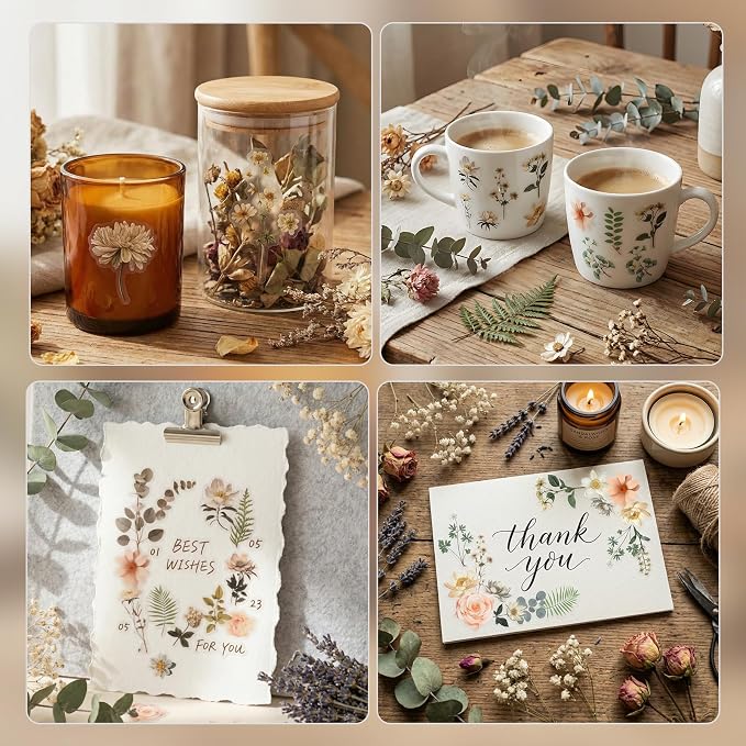 85 Pieces Natural Scrapbooking Stickers, Self-Adhesive Daisy Camellia Stickers Flower Sticker for Scrapbooking Supplies Planners Journal