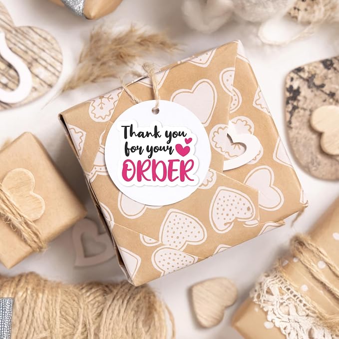 Thank You Stickers for Small Business Online Retailers Small Shop Handmade Envelopes Mail Baking, Sealing Packaging Gift Wrap Stickers, Thank You for Your Order, 500Pcs