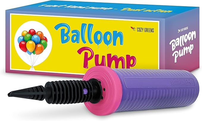 Balloon Pump Hand Held, Inflator Air Pump for Balloons - 2Way Dual Action, Friends can Help - Sturdy Ballon Inflator Pump