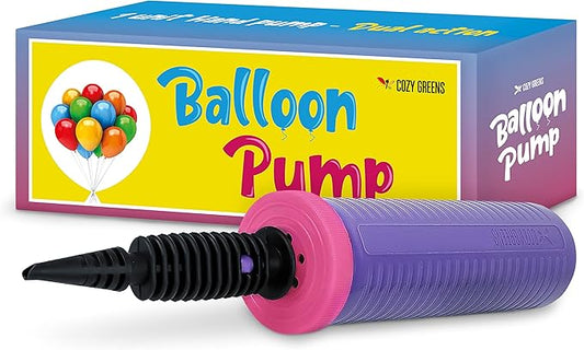 Balloon Pump Hand Held, Inflator Air Pump for Balloons - 2Way Dual Action, Friends can Help - Sturdy Ballon Inflator Pump