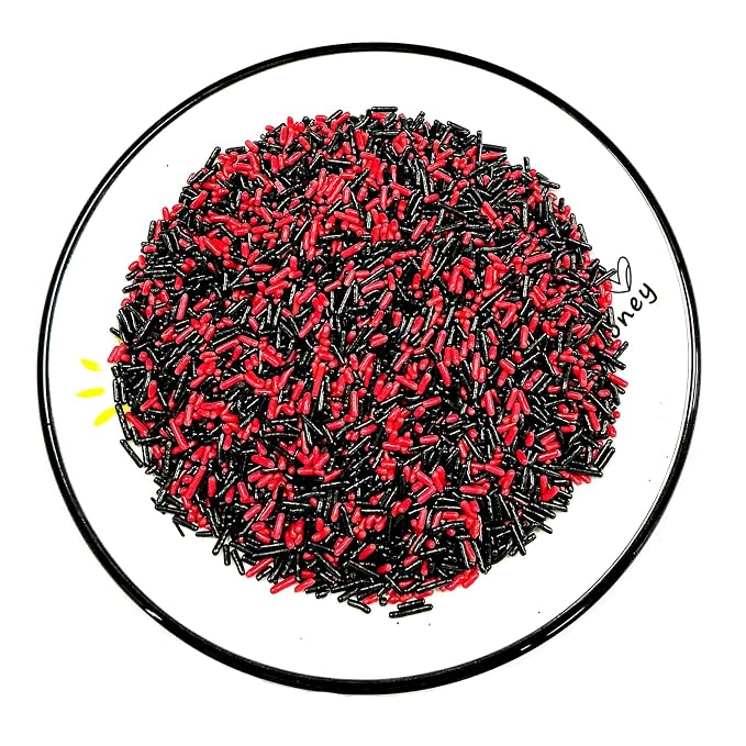 Homipooty Black and Red Soft Jimmies Sprinkles Edible Sprinkles Sugar Candy for Cake Decorating 78g/2.75oz Cookie Cupcake Topper Ice Cream and Dessert Decorating