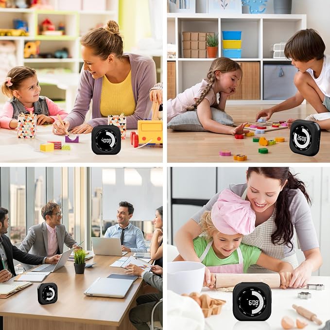 PERSUPER Visual Timer for Kids, 10 Hours Countdown/Up, with Rechargeable, 3 Volume Levels，3 Brightness Display, and Magnetic, Homeschool Study Tool, Large Digital Timers for Classroom, Kitchen