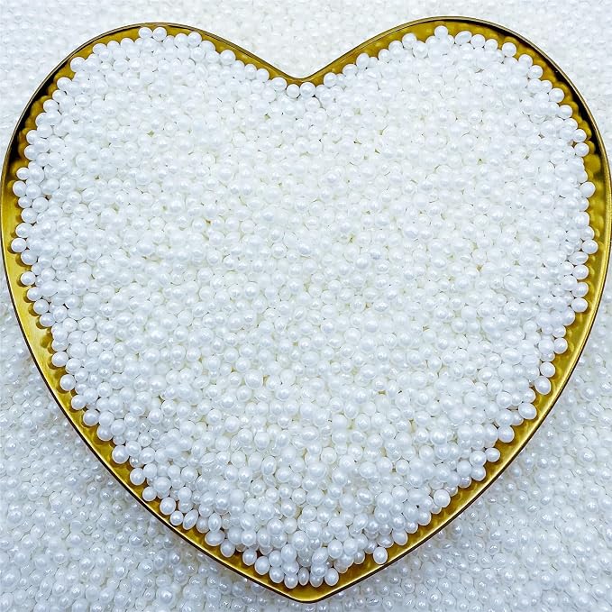CandiJumpin 2mm Edible White Pearls, White Nonpareils Sprinkles Small Pearl Sprinkles for Cake Decorating Mini Sugar Pearls for Baking Baby Shower Party Wedding Christmas Supplies 3 OZ