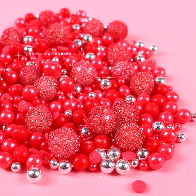 Red Sprinkles for Baking 4.23ounce - Sparkle Pearl Candy for Cupcake Toppers, Ice Cream, Candy, Cookie Decorations - Silver Sprinkles for Valentines Bridal Shower Wedding Party