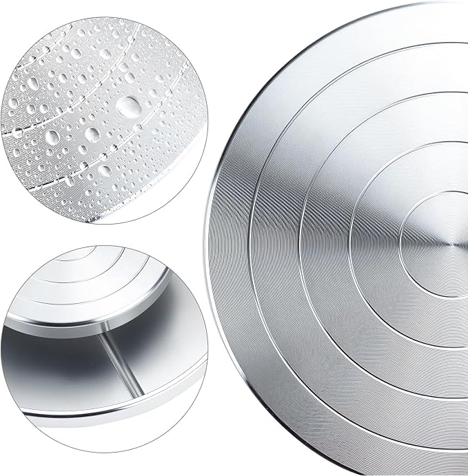 QWORK Sculpting Wheel, 8 Inch Double-Sided Aluminum Alloy Turntable with Smooth Rotation, Versatile Use for Clay Modeling, Cake Decorating, and Art Display