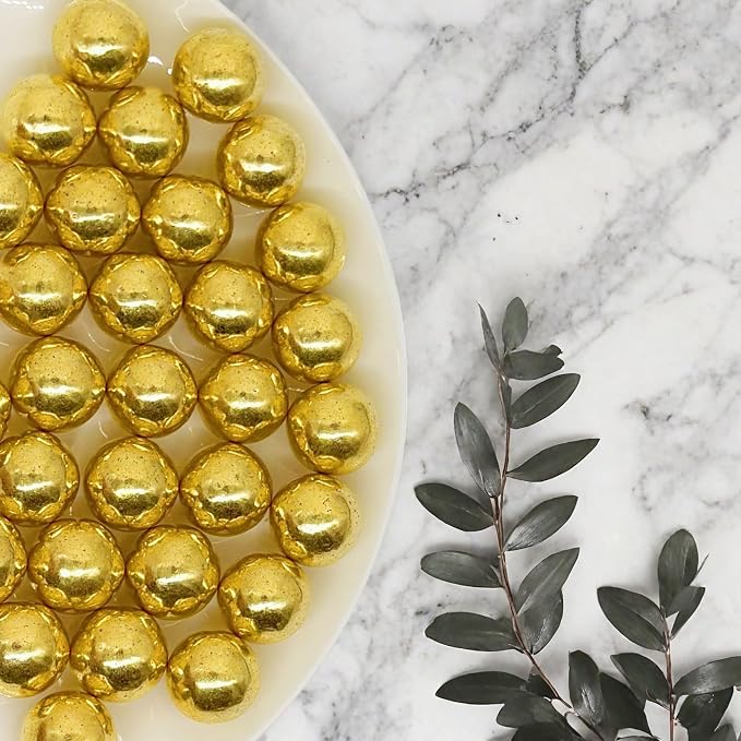 14mm Edible Super Gold Pearl Sugar Sprinkles Candy Mini Pearls Cake Decorations Cupcake Toppers Cookie Decorating Perfect for Wedding Party Valentine Halloween Christmas Supplies 3OZ