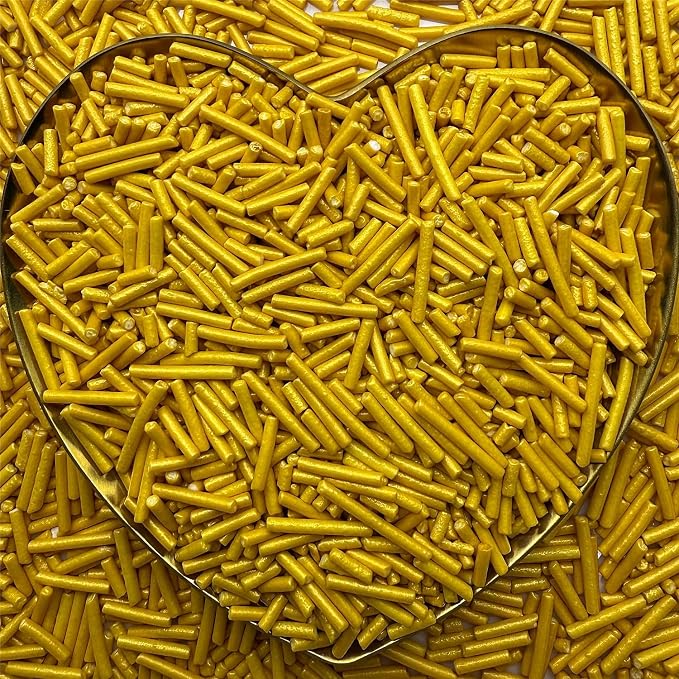 CandiJumpin Gold Jimmy Sprinkles, Gold Sprinkles for Cake Decorating Edible Cake Jimmies Edible Crunchy Jimmies Ice Cream Toppings, Baby Shower Party Wedding Christmas Supplies 3 OZ