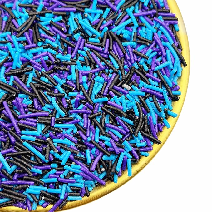 CandiJumpin Black Blue and Purple Jimmy Sprinkles, Halloween Sprinkles for Cake Decorating Edible Cake Jimmies Edible Crunchy Jimmies Ice Cream Toppings, Baby Shower Party Halloween Christmas Supplies 3 OZ