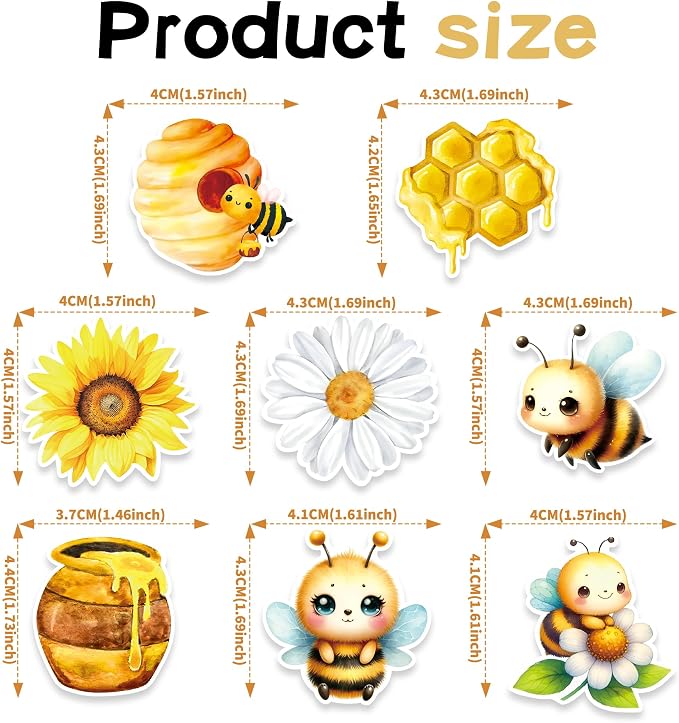 48 PCS Edible Bumble Bee Cupcake Toppers Wafer Paper Oh Babee Cake Decorations for Bee Theme Baby Shower Kids Boys Girls Birthday Cake Party Decoration