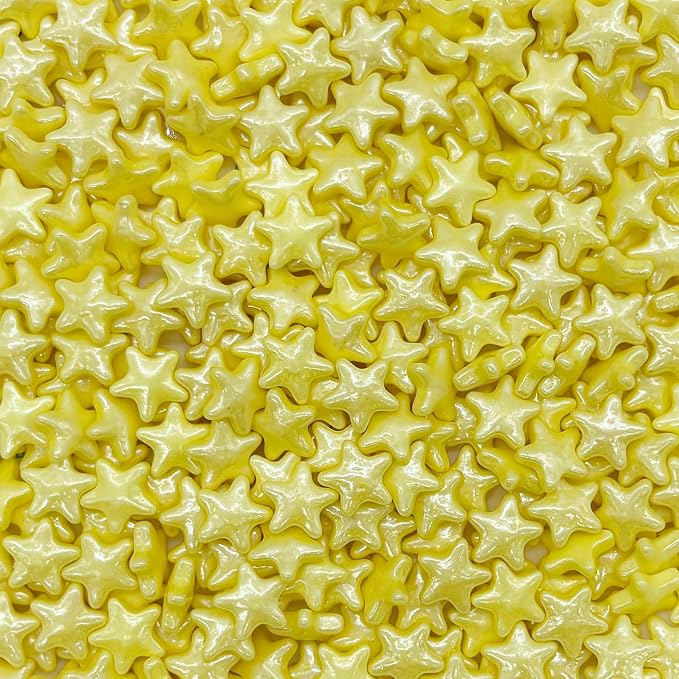 10mm Yellow Sprinkles Edible Stars Cake Decorating Stars Cake Decorations Cupcake Toppers Cookie Decorating Perfect for Cakes,Cupcakes,Desserts Toppings 3OZ