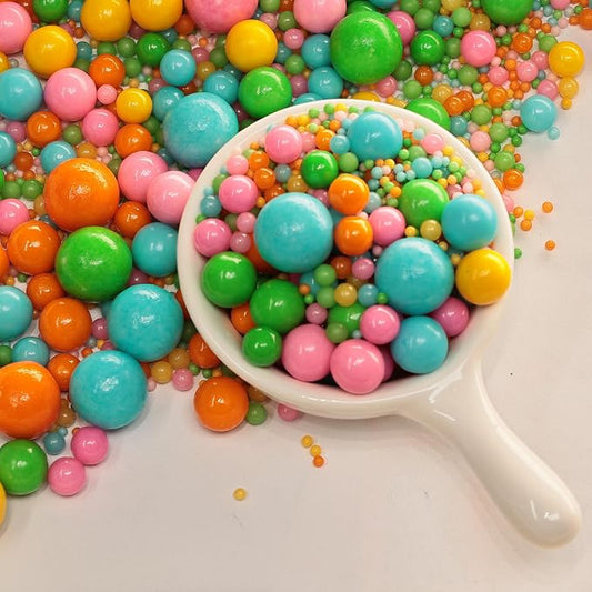 Zali Edible Pearl Sprinkles, Flower Color, 26 Colors Mixed Size | For Cake Decorating, Sugar Pearls for Cakes, Cupcakes, Cookies, Donuts & Ice Cream, Gluten Free, Food Grade