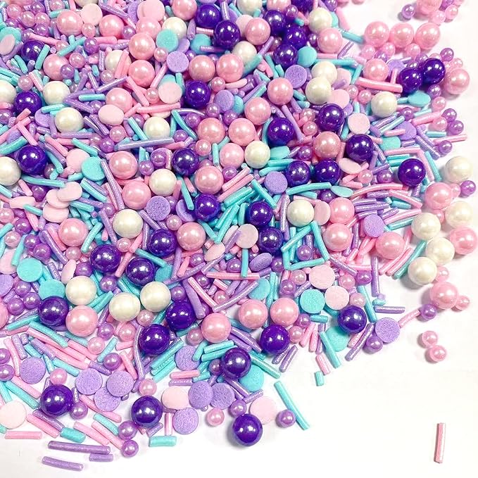 PhilaeEC Pastel Sprinkles Edible for Cake Decoration White Pink Purple Blue Mix Sprinkles Cake Baking Cookie Cupcake Toppers Decoration Vanlentine Easter Wedding Supplies