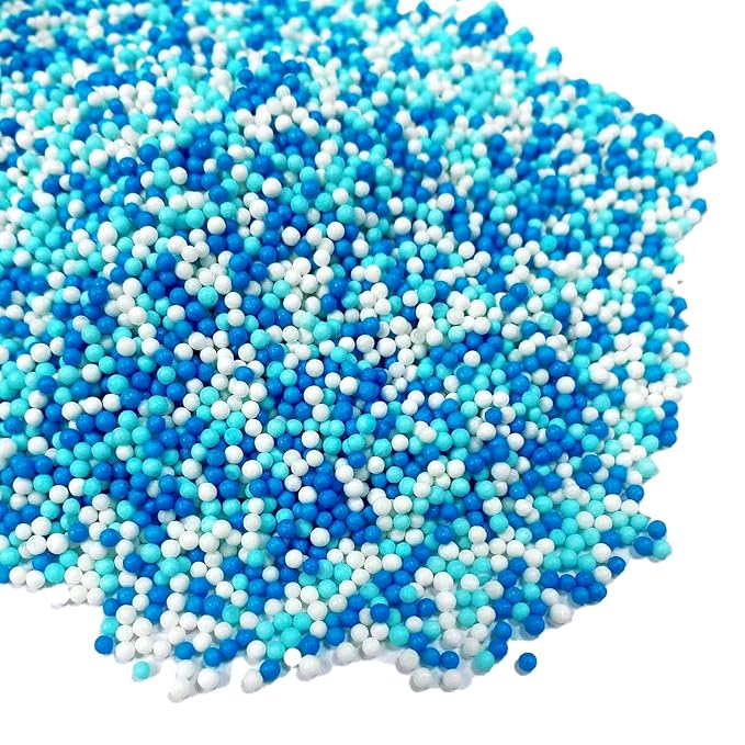 Sentovac Blue and White Nonpareils Sprinkles Edible 2mm Mini Peals Sprinkle for Cake Decorating Sugar Candy Cookie Cupcake Topper Baking Decorations Halloween Christmas Baby Shower Supplies