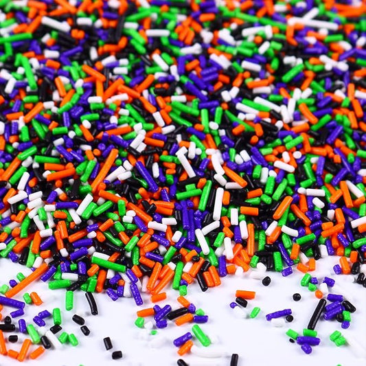 Halloween Sprinkles for Cake Decorating, Edible Halloween Jimmies Sprinkles for Cupcake Toppers Baking Cookie Ice Cream Dount Chocolate, 3.52oz
