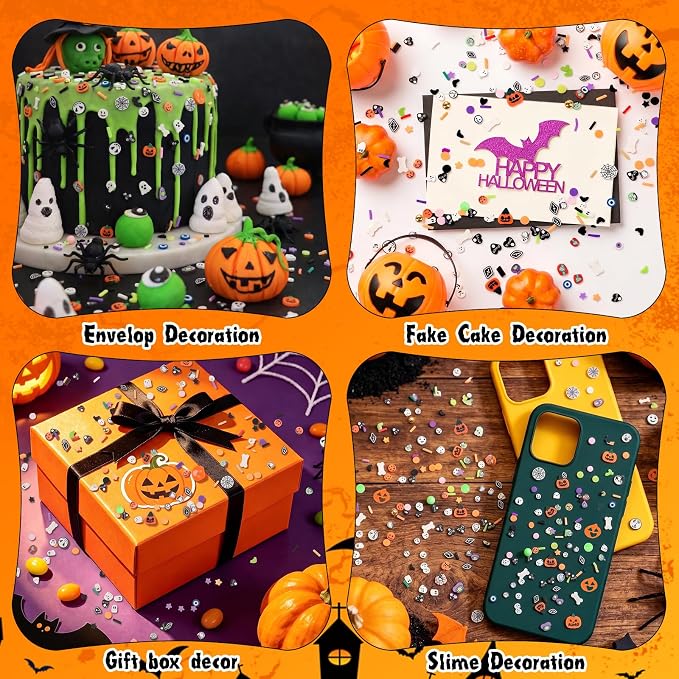 DIYASY 180g Fake Halloween Sprinkles, 6.35oz Non-Edible Polymer Clay Slices | Halloween Mini Faux Sprinkle for Crafts Art DIY Cake Decoration Plastic Slime Card Filler Nail Supply 12 Styles