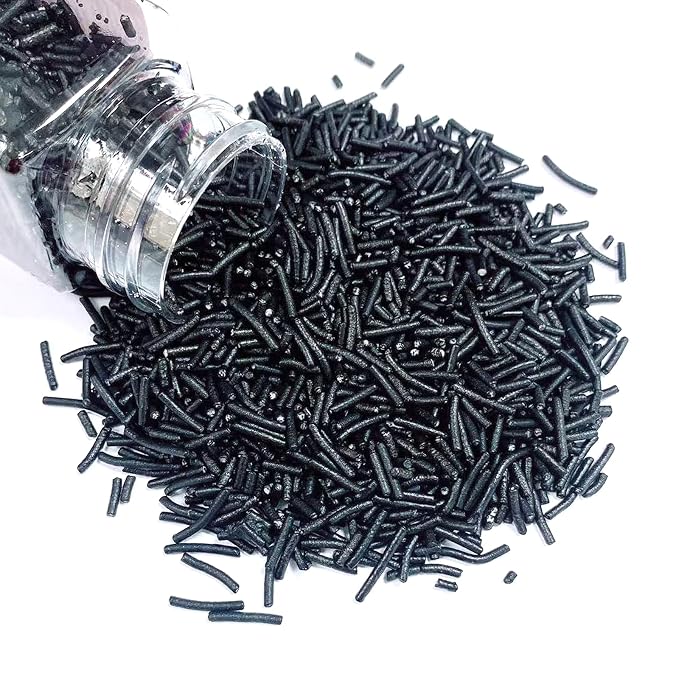 Sentovac Black Jimmies Sprinkles Edible for Cake Decorating Black Sprinkles Sugar Candy Cookie Cupcake Topper Ice Cream Baking Decorations Wedding Halloween Christmas Supplies 3.53oz