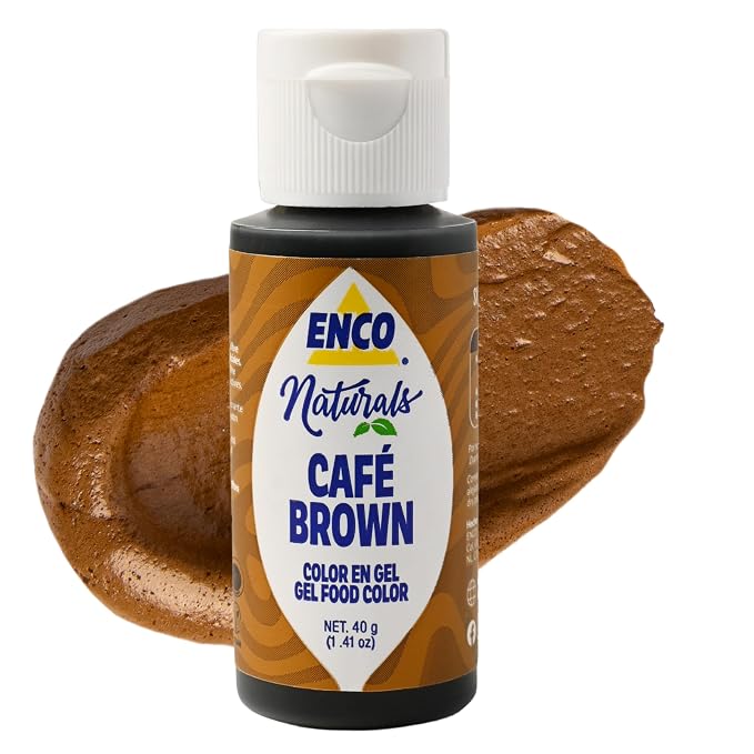 ENCO Natural Food Coloring Gel Brown (1.41 oz) – No Artificial Dyes, Vibrant Colors for Icing, Buttercream & Fondant – Kosher & Vegan Colors – Baking & Cake Decorating
