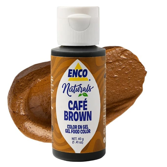 ENCO Natural Food Coloring Gel Brown (1.41 oz) – No Artificial Dyes, Vibrant Colors for Icing, Buttercream & Fondant – Kosher & Vegan Colors – Baking & Cake Decorating