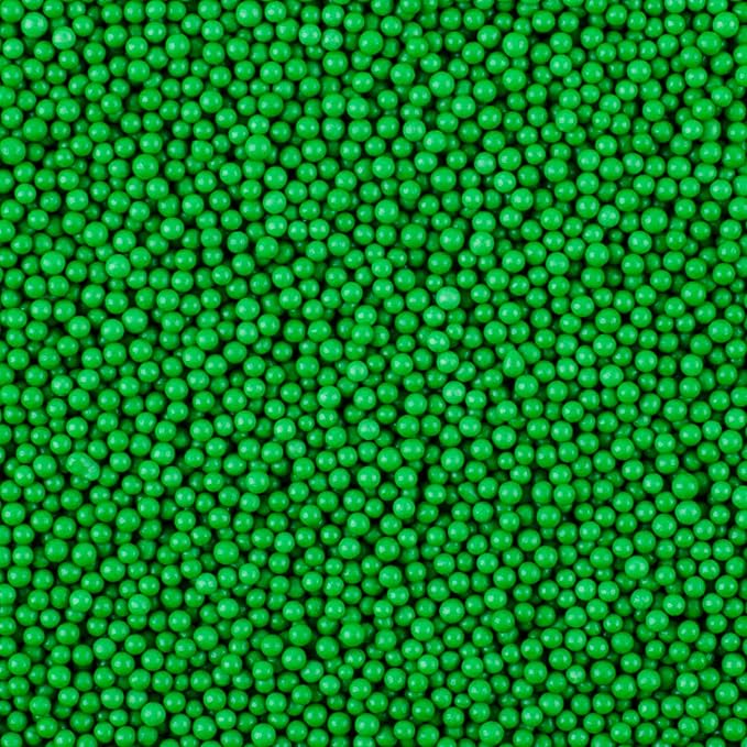 Dark Green Nonpareils Sprinkles - 2mm Edible Mini Pearl Sprinkles for Cake Decorating, Cupcake, Cookie, Baking, Donuts, Ice Cream Toppings, Wedding Party Supplies 130g/4.58oz