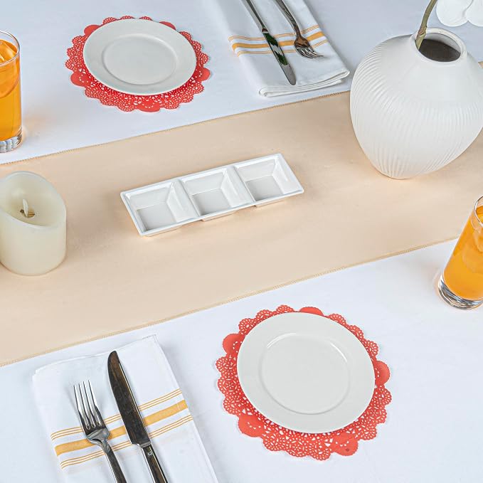 Restaurantware Paper Doilies 4000 Pack of 8 Inch Lace Disposable Table Decor Red Round Shape Decorative Presentation