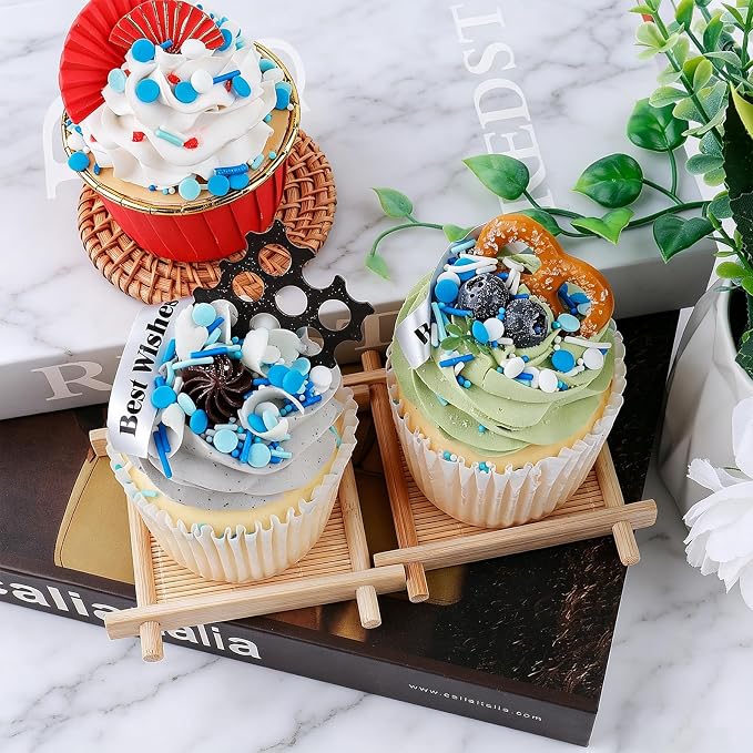 Blue Sprinkles for Cake Decorating, 4.6oz Ice Cream Sprinkles 3-Mix Nonpareils Confetti Jimmies for Cupcakes Ice Cream Dessert