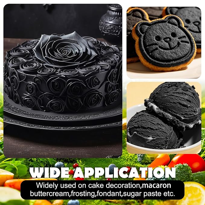 Natural Black Food Coloring - Dye Free Natural Food Dye, FD&C Artificial Dye Free Liquid Food Coloring for Baking, Cake Decorating, Frosting, Icing, Easter Eggs, Fondant, Cookies & More, 2 fl. oz
